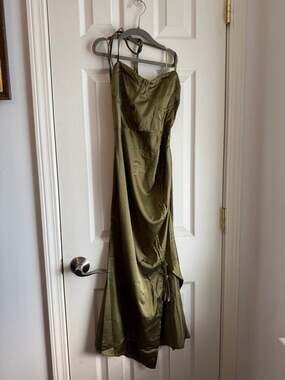 NAANAA Olive Satin Corset Midi Dress Size 12